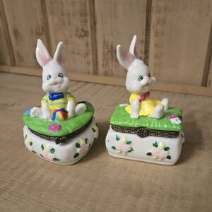 Bunny Hinged Trinket Boxes- Set of Two